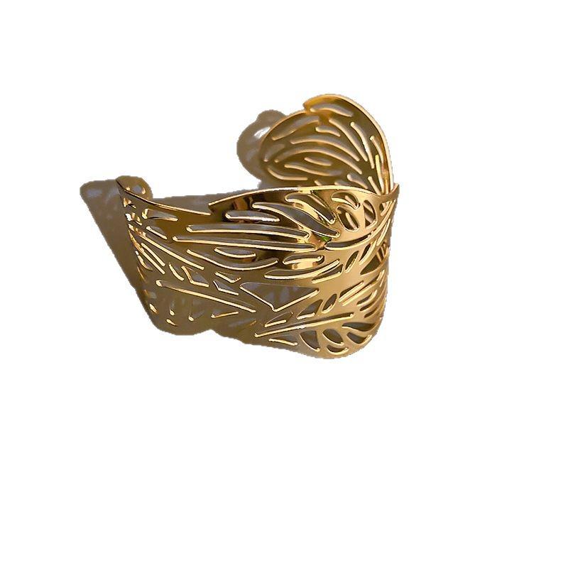 Minimalist Double-Layer Hollow Armlet: European & American Style, Exaggerated & Fashionable High-End Bracelet