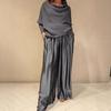 Elegant Off-the-Shoulder Top and Satin Wide-Leg Pants Two-Piece Set 2025