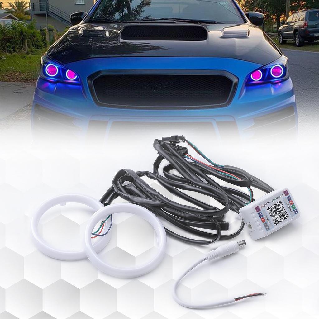RGB Bluetooth APP-Controlled Dual Lens Headlight with Colorful Angel Eye Aperture