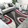 Tappeto Astratto Testurizzato Color Block con Motivo Geometrico Rosso Nero Bianco Grigio Tappeto Grande Area per Soggiorno Moderno
