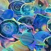 50 Cartoon Laser Blue Space Graffiti Stickers Decorate Guitar Notebook Suitcase DIY Waterproof