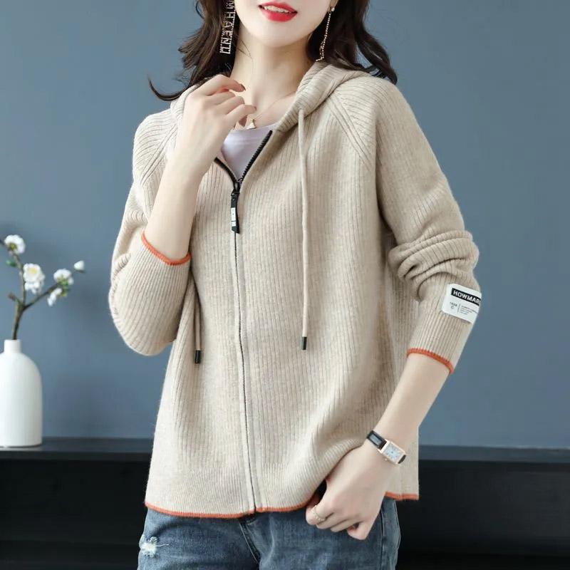 Sweaters Coat Cardigan for Women Autumn Winter Large Size Loose Long Sleeve Knit Cardigan Hooded Sweaters Jacket