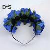Rose Headband Handmade Hair Hoop with 5 Artificial Roses High Elastic Design Bohemia Style Hair Hoop Festival Decor