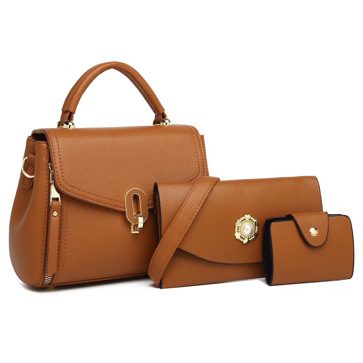 

Bag Women S Spring Multi-Piece Chinese Mother-In-Law Bag Fashion Solid Color Flip Shoulder Crossbody Bag светло-коричневого