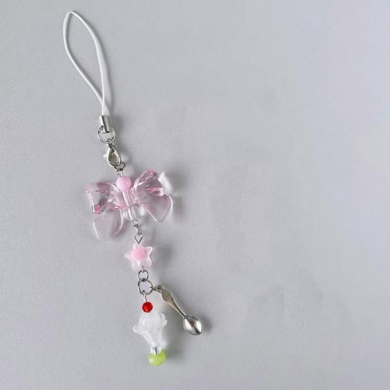Sweet Phone Chain Strap Lanyard Ice Cream Bead Pendant Phone Charm Hangings Decoration Cute Phone Accessories