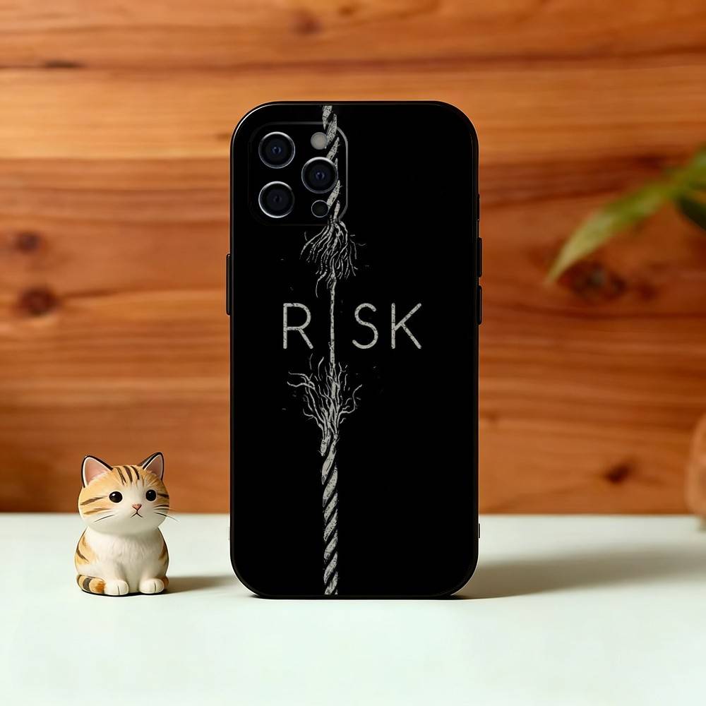Trading No Risk, No Rich Phone Case For iPhone 17,16,15,14,13,12,11 Plus,Pro Max,XS,Soft Silicone Black Cover