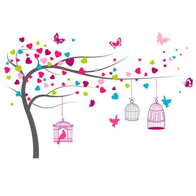 [L7583] - Sheet of Stickers 'Romantic Tree' Tutti Frutti (50x70 Cm)
