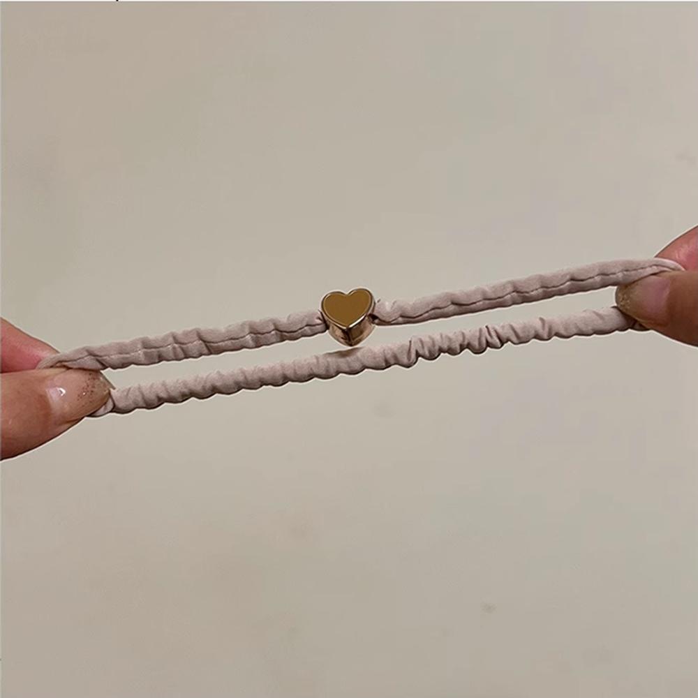 5PC European and American Cream Heart High Elasticity Hair Ties for Women Girls Ponytail Holder Hair Rings Rope Accessories