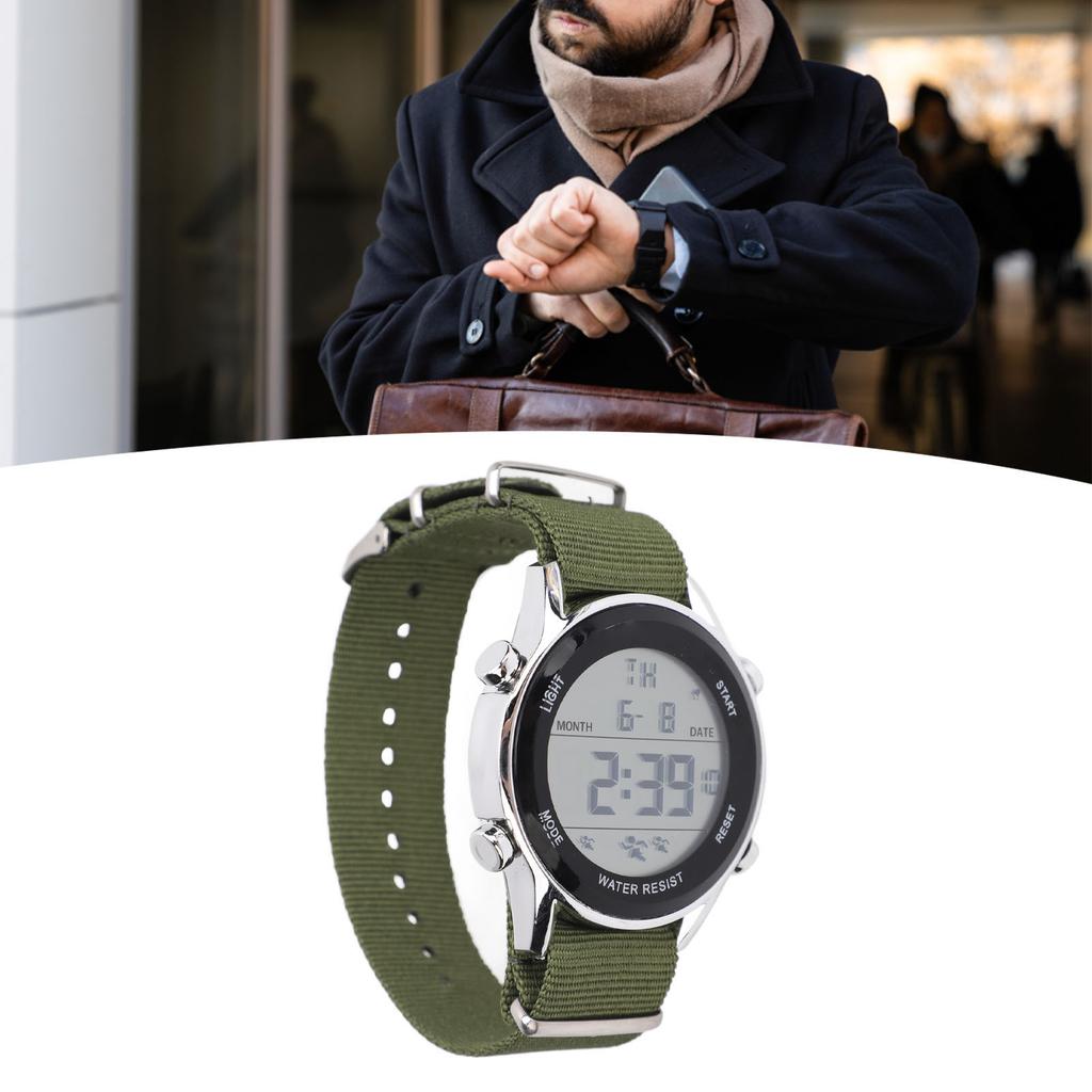 Mens Digital Sports Waterproof Watch Dual Time Zone Stopwatch Calendar Day Display Alarm Clock EL Backlight 50m Waterproof 12Celsius24 Hour System Wri