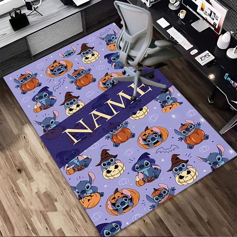 Personalized Name Halloween Stitch Living Room Non-Slip Area Rug Soft Carpet for Bedroom Kids Playroom Sofa Office Home Decor Doormat