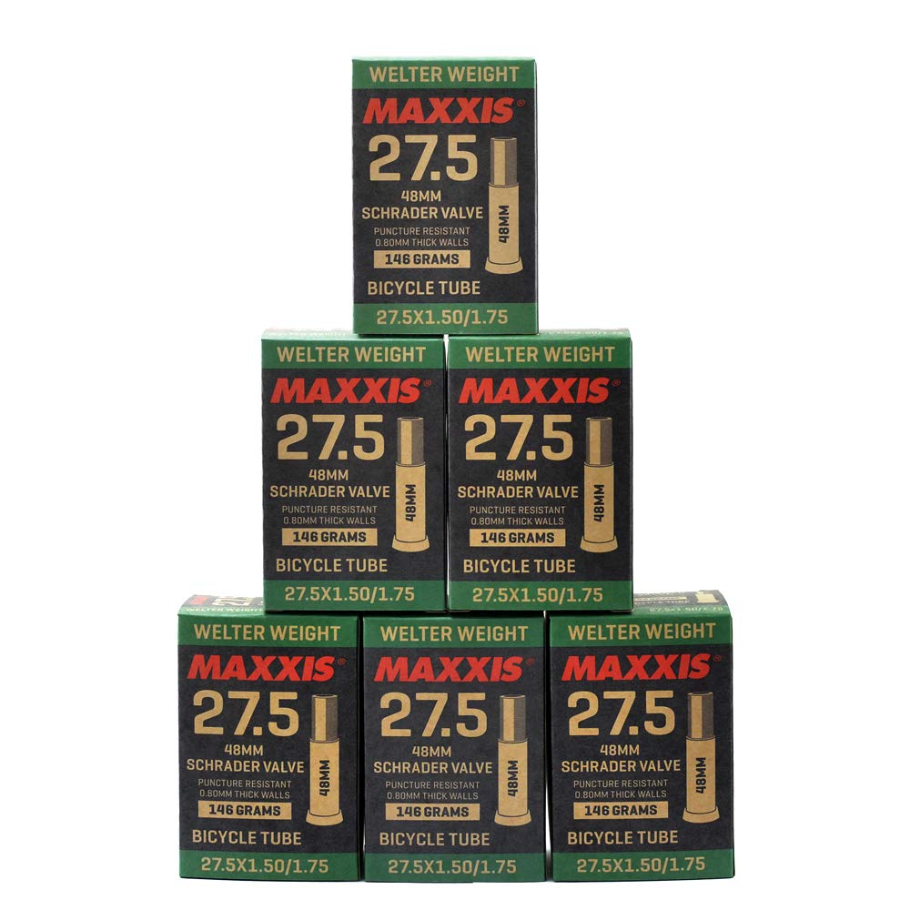 Maxxis Welter Weight 27.5 X 1.50-1.75 48mm Bike Inner Tube Schrader AV, 6 Pack, STB2215-6