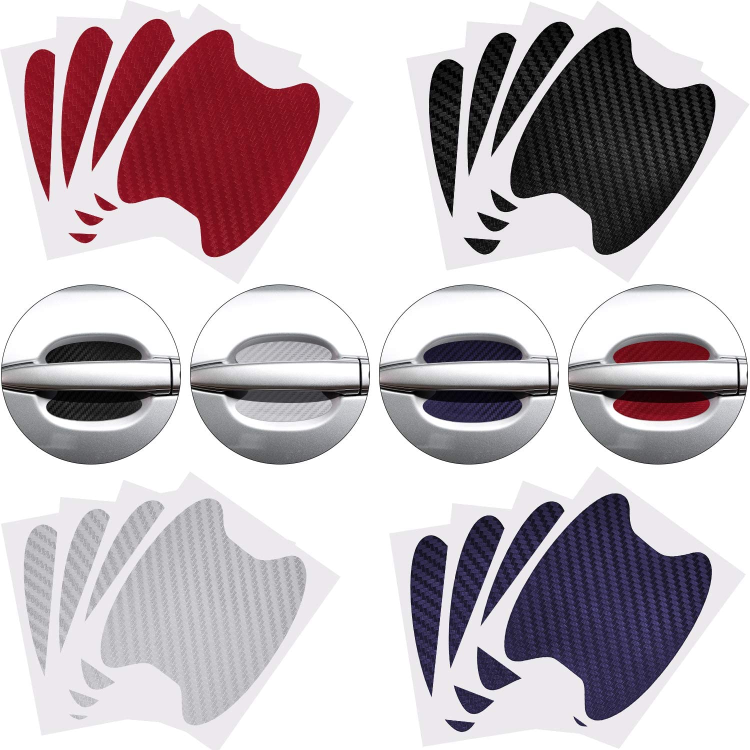 

4Pcs/Set Car Door Sticker Carbon Fiber Scratches Resistant Cover Auto Handle Protection Film Exterior Styling