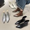 Fashion Pointed Toe Women Slim Ankle Boots Fashion Square Low Heel Ladies Elegant Back Zippers Short Booties Women's Footwear