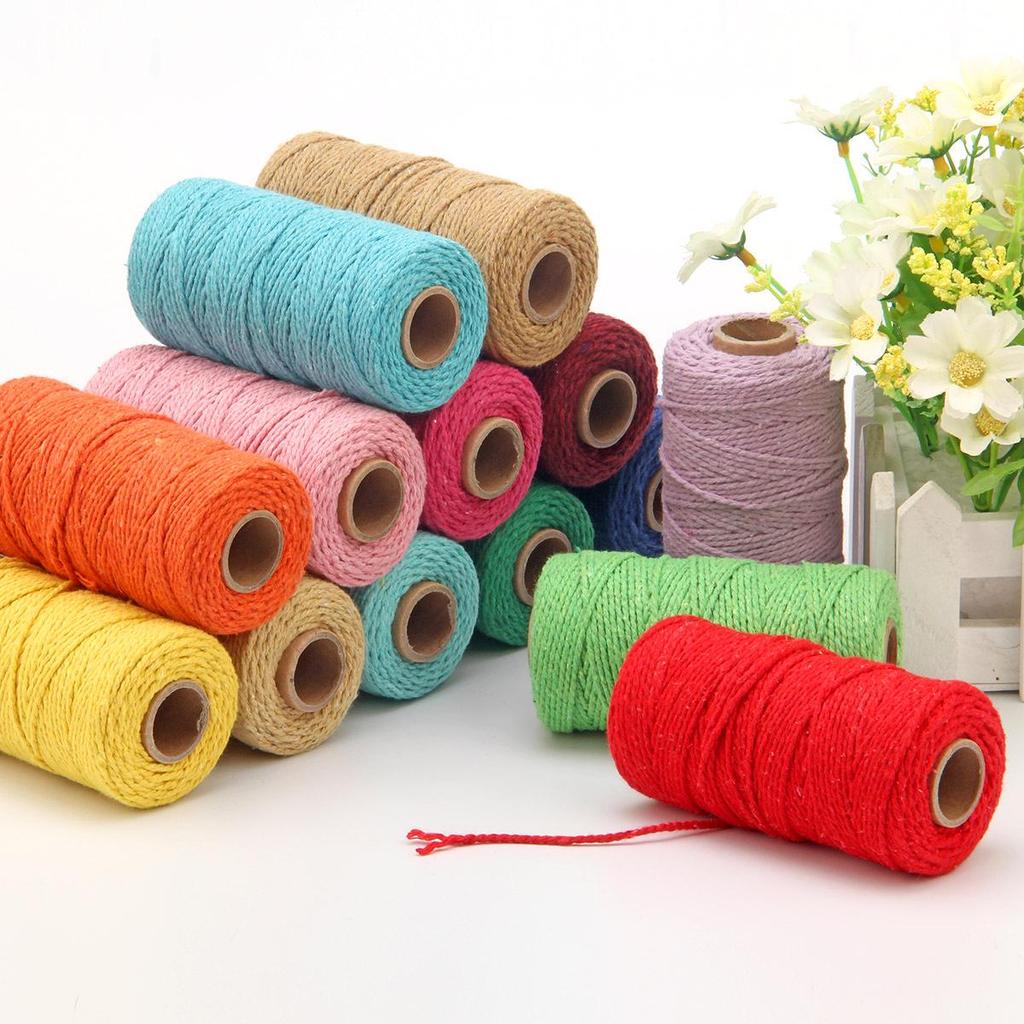 2mm Two-Strand Cotton Rope, 3mm Colored Braided Rope, for Binding, Decoration, and Hanging Tags