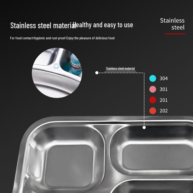 Stainless Steel Four-Compartment Deep Lunch Tray