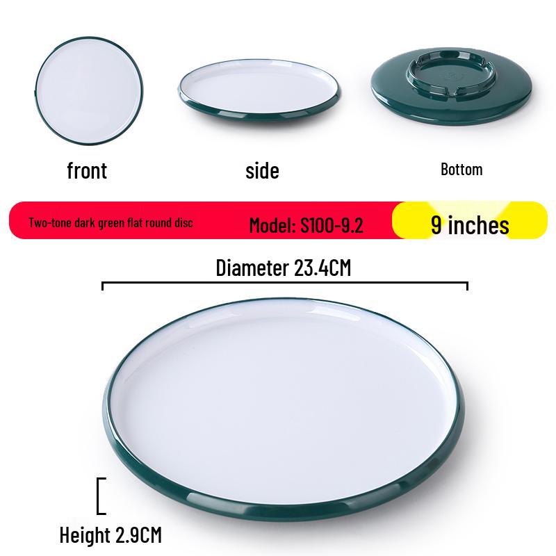 Nordic Round Melamine Shallow Plate for Buffets and Stir-Fry Dishes