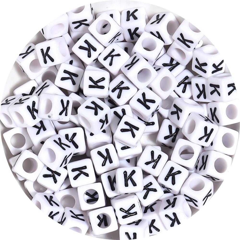 50-100pcs White And Black Color Letter Beads Alphabet Loose Beads Square Beads For Jewelry Making DIY Earring Bracelet Charm