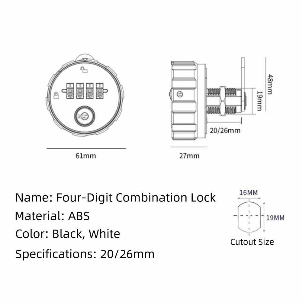 Weatherproof Drawer Lock 4-Digit Combination Security Door Bolt For Gym School Locker