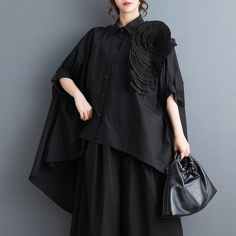 Short Sleeve Plus Size Cotton Vintage Shirts & Blouses for Blouse Casual Loose Summer Tops Women Button Up Shirt