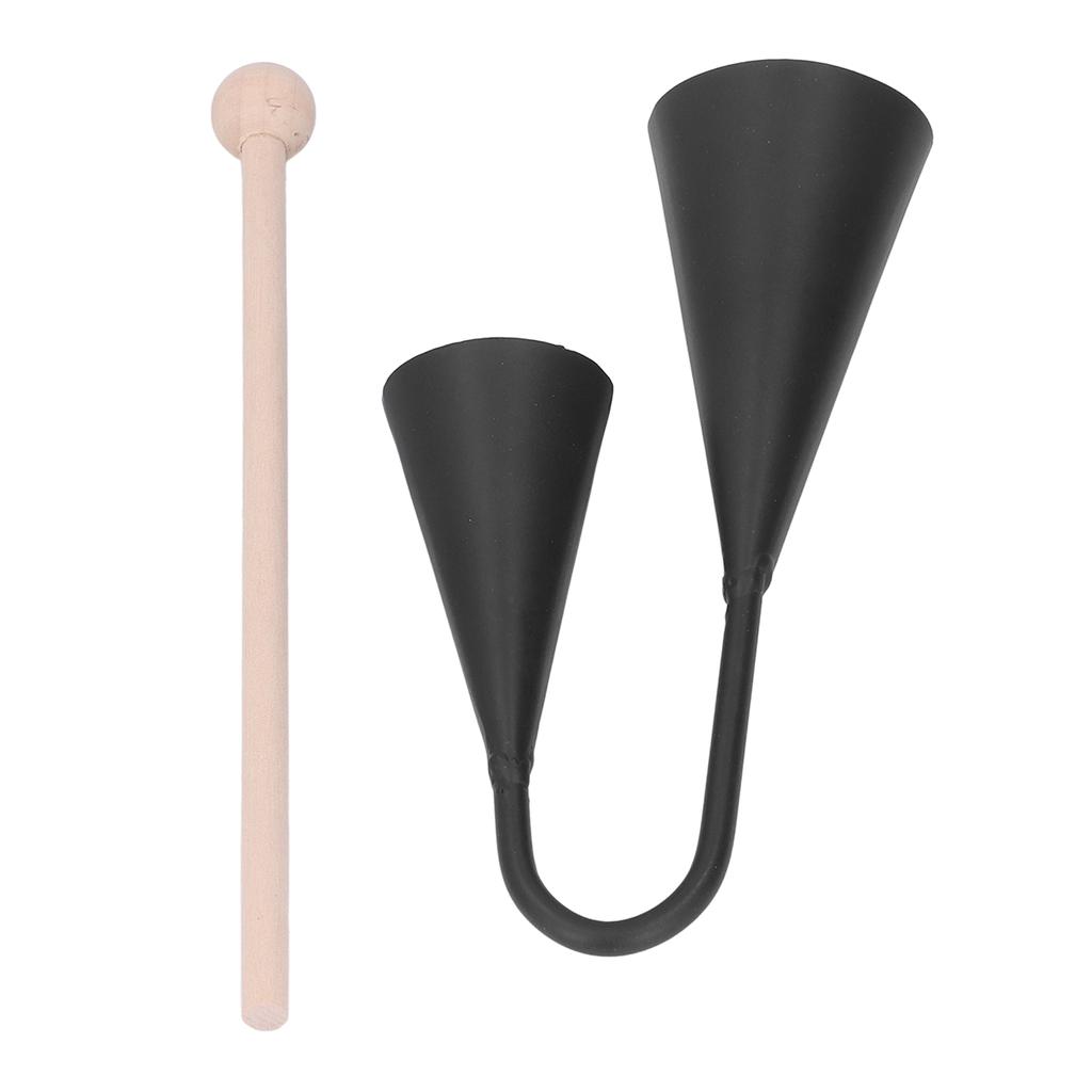 Dvoutónový Agogo Bell Black metal tradiční latinskoamerický bicí nástroj Agogo s dřevěnou tyčí