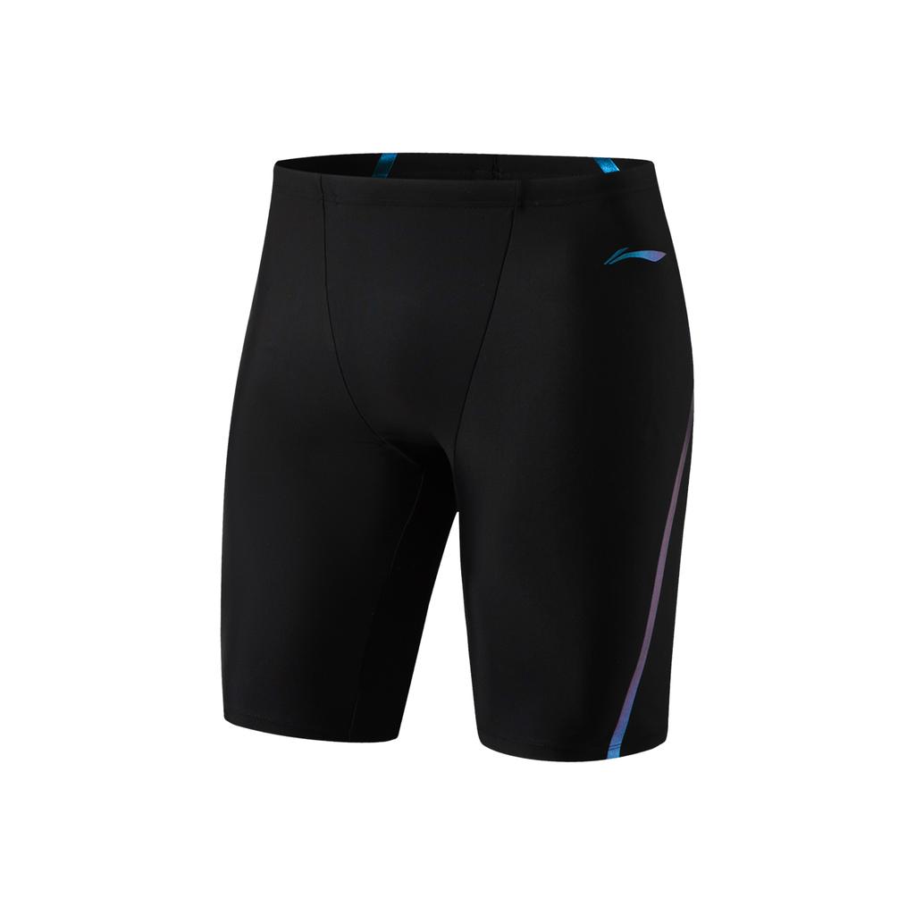 Li Ning Swimming Series Casual Comfortable Breathable Sun Protection Five-Point Swim Shorts Men Swimwear Black ASLU119-1