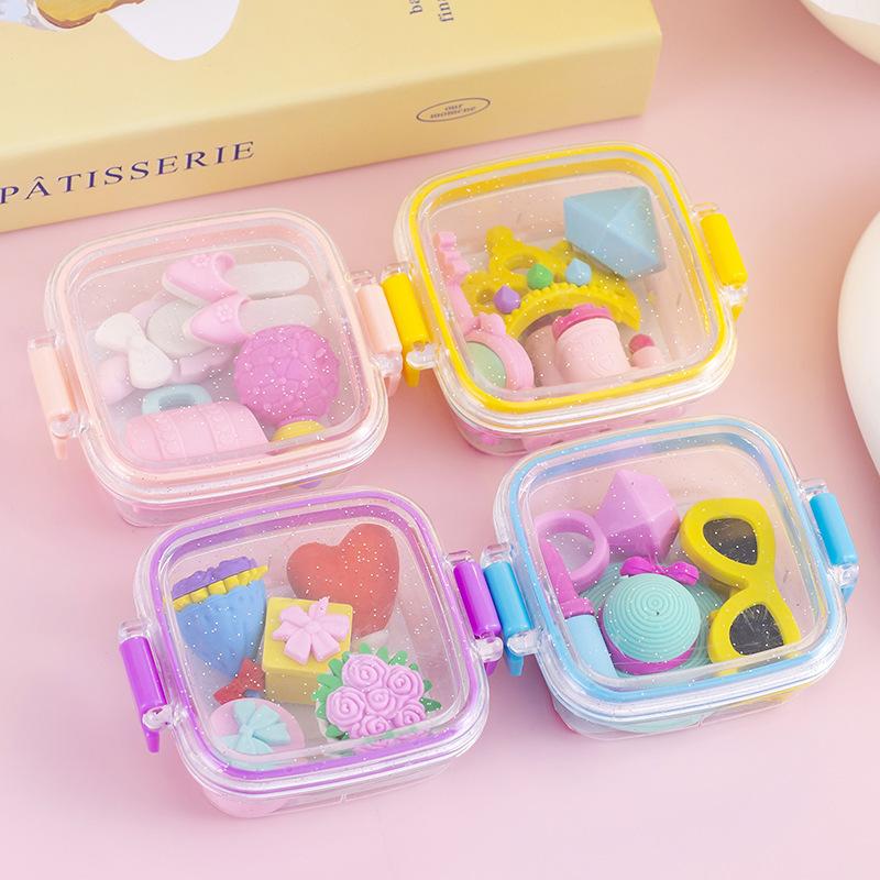 

Fashion Creative Cute Lunch Box Dessert Makeup Eraser Set At The End of The First Period Christmas Prizes Gift Rewards