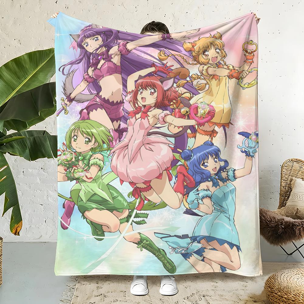 Anime T-Tokyo Mew Mew Throw Flannel Throw Blanket,Bed Home Office Nap Blanket Travel,Camping,Picnic Blanket Soft Decor 75cmx90cm