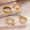 Stainless Steel Hollow Heart-Shaped Fashionable and Elegant Ring Set