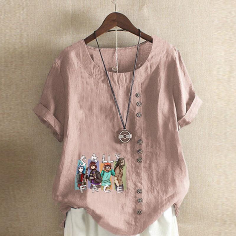 Women's Fashion Friends Prined Short Sleeve T-shirt Loose Cotton Shirt Casual Loose Summer Blouse Tops Plus Size