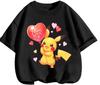 Everyday Casual Short Sleeve T Shirt Pikachu Trendy Cartoon Print Lightweight Outdoor Wear Children 3 To 14 Years Old