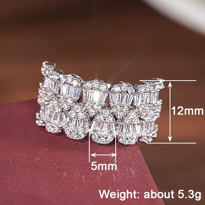 Huitan Aesthetic Design Women Ring Full Sparkling CZ Party Daily Versatile Accessories Fashion Engagement Elegant Lady Jewelry