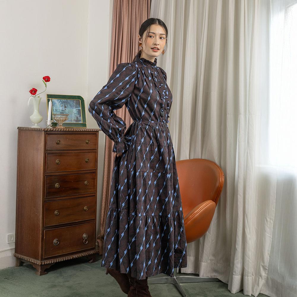 Laengsseon Ls_Teak Bloom Sheer Dress_Brown