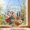 Acrylic Jigsaw Puzzle Suncatcher, US 250th Anniversary DIY Sun Catcher Kit, Stained Glass Style Patriotic Window Hanging Ornament for Independence Day