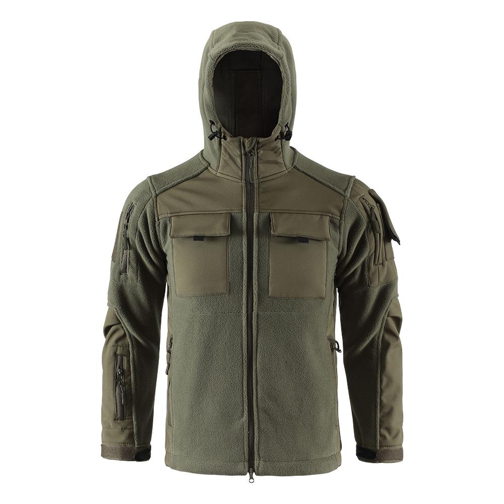 Outdoor camouflage fleece jacket, double-sided fleece cardigan tactical jacket M зелёный