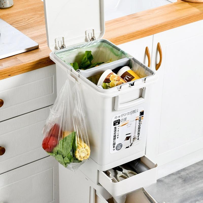 

Pedal Trash Can Large Waste Bins Kitchen Luxury Dry Wet Classification Litter Bin Household Food Waste Disposal Garbage Buckets 2 Layer