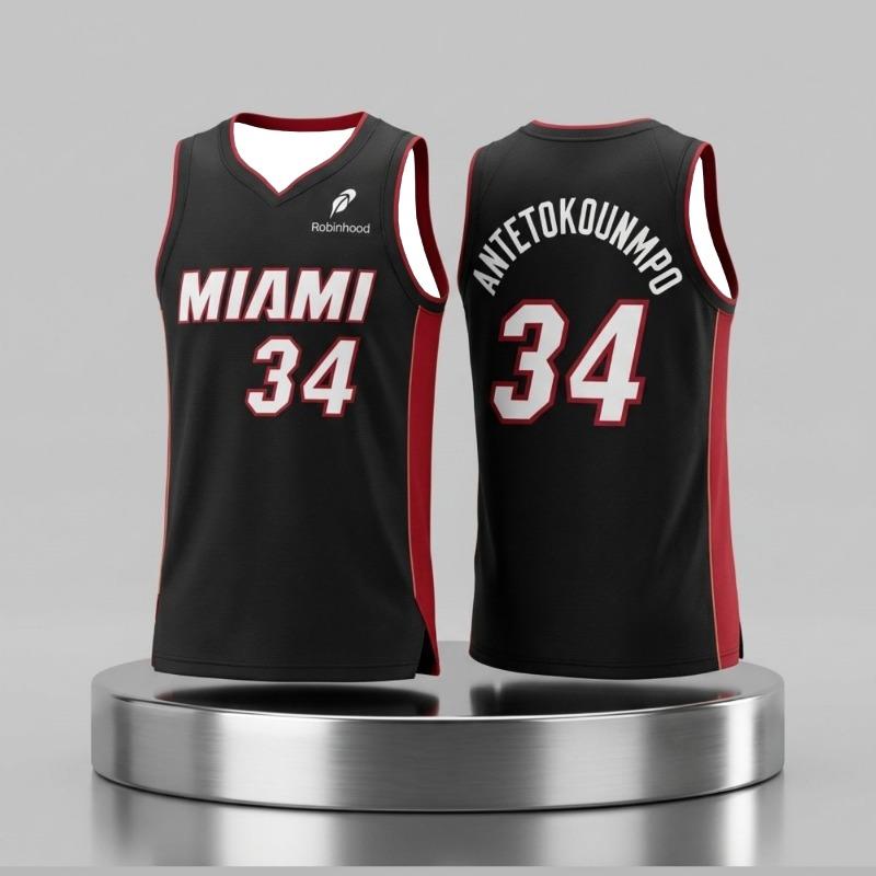 New Heat Antetokounmpo Tank Top V Neck Sleeveless Oversized Mesh FamilyMatchingBasketball Jersey Breathable Quick Dry Outfit