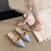 Hot Sale Summer Women Slippers High Heel British Style Pointed Rivet Design Banquet and Professional Wear Ladies Casual Sandals