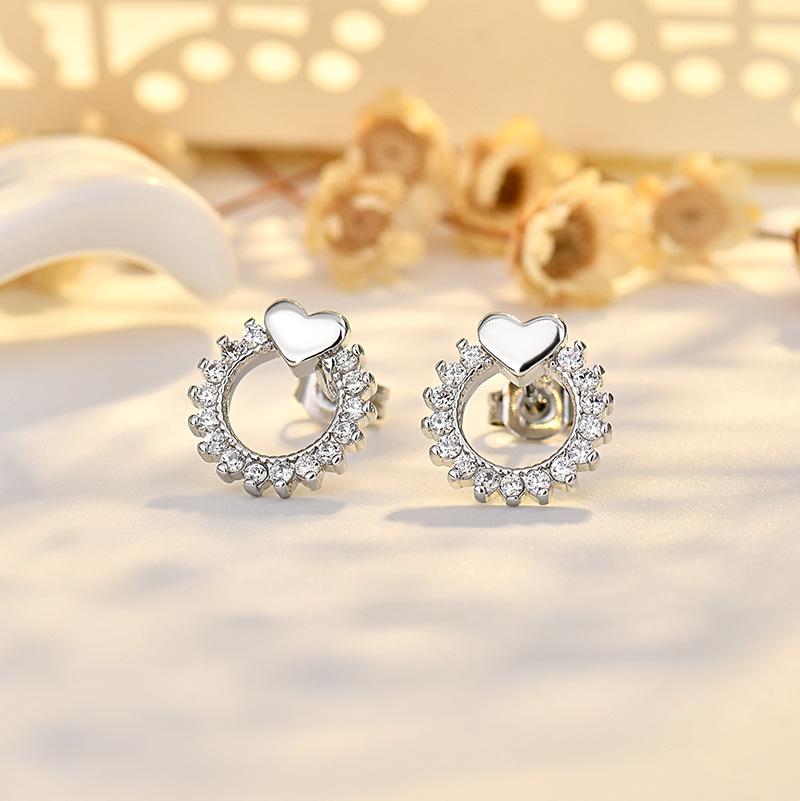 Hot Diamond-studded Earrings Creative Heart Shape Fresh Sweet Temperament Sun Flower Earrings Earrings for Women