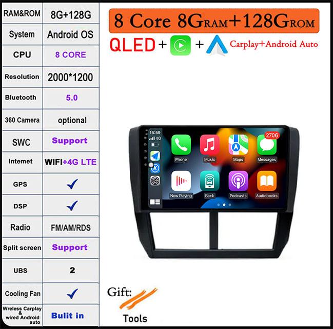 9 Lnch For Subaru Forester 3 SH WRX 2008-2014 Android 14 Car Radio Video GPS IPS Multimedia Stereo Screen DSP Auto Navigation