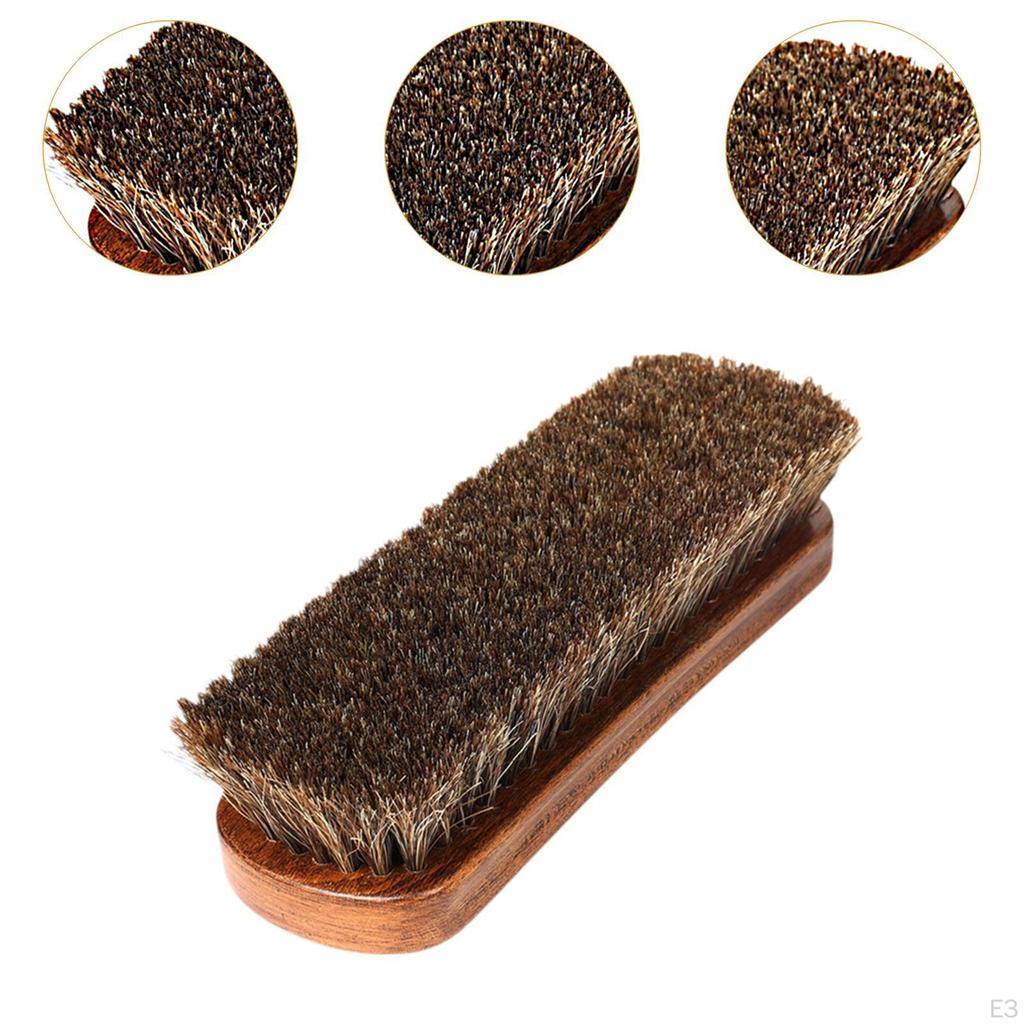 Horsehair Shoe Polish Brush Leather Long Bristles Comfortable Grip Furniture Polishing