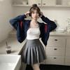 2025 Women’s Retro Casual Oversized Sweatshirt Jacket with Stand-Up Collar for Spring & Autumn