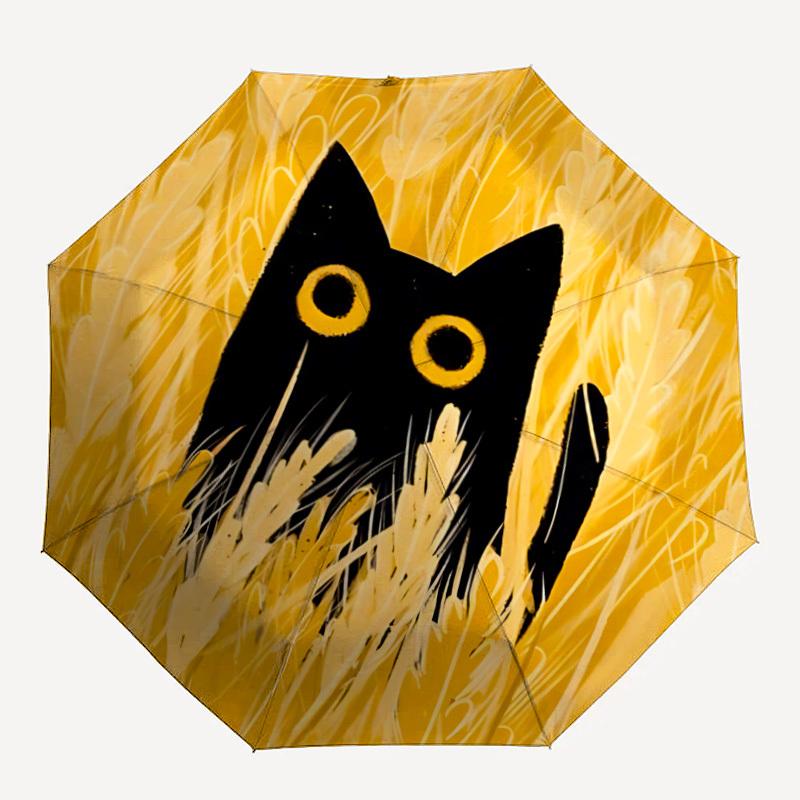 

1pc Cat GrassAutomatic Folding Umbrella, Portable Collapsible Design, Casual Outdoor Accessory, for All Seasons041