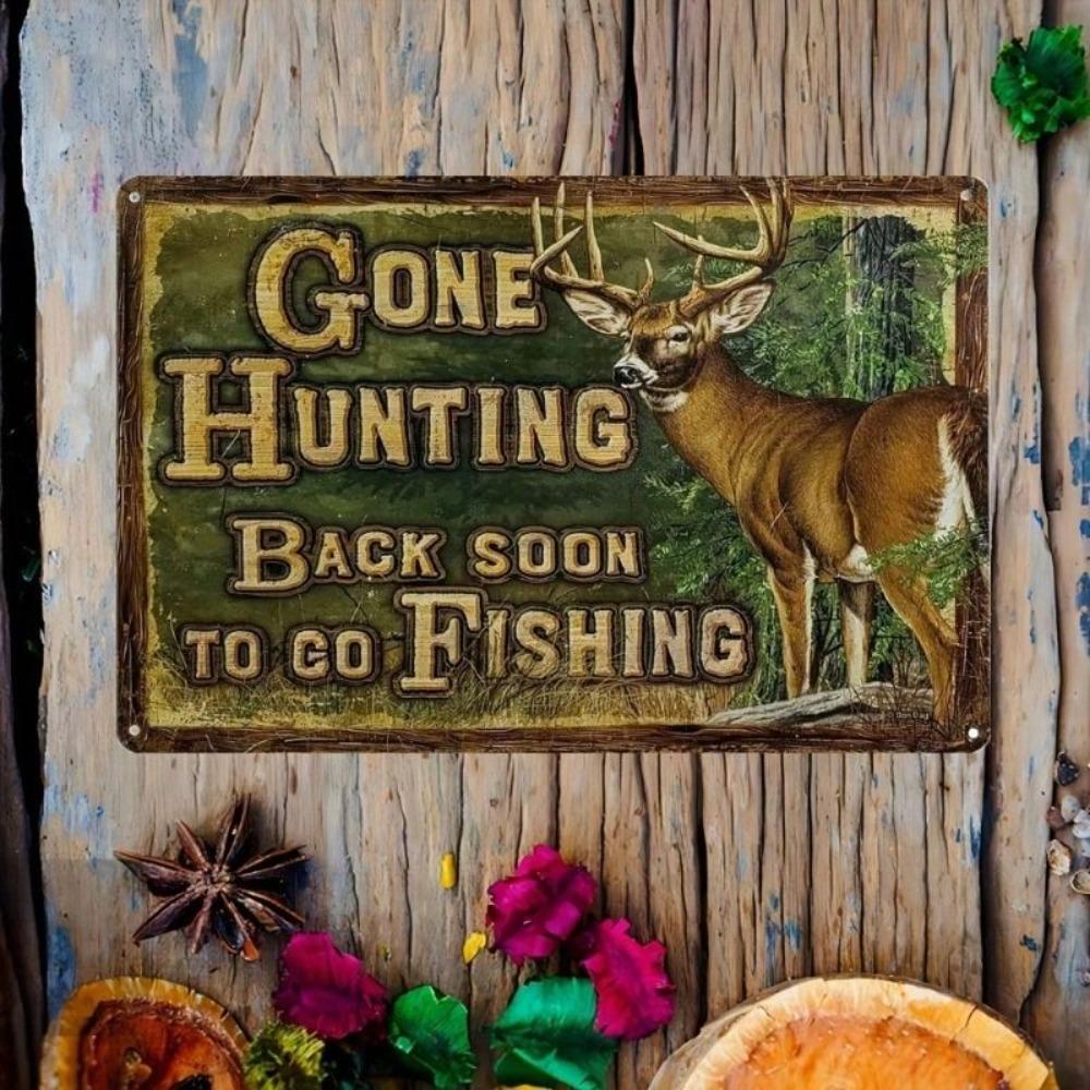Metal Wall Art Deer Hunting Cabin Retro Sign for Bar Garage