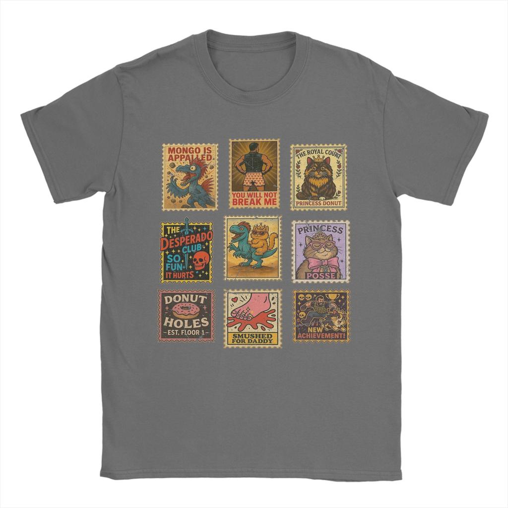 Dungeon Crawler Carl Vintage Stempel T-Shirts Herren Baumwolle Lustige T-Shirts Rundhals T-Shirts Kurzarm Kleidung Übergröße
