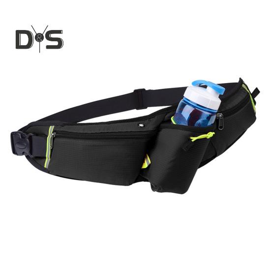 

Спортивная поясная сумка с держателем для бутылки с водой, регулируемый поясной ремень, сумка для хранения бутылки с водой, светоотражающая полоса, несколько отделений, поясная сумка для чёрный