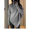 Women's Pure Wool Thickened Turtleneck Sweater, Irregular Loose Knit, Cozy Autumn/Winter Style