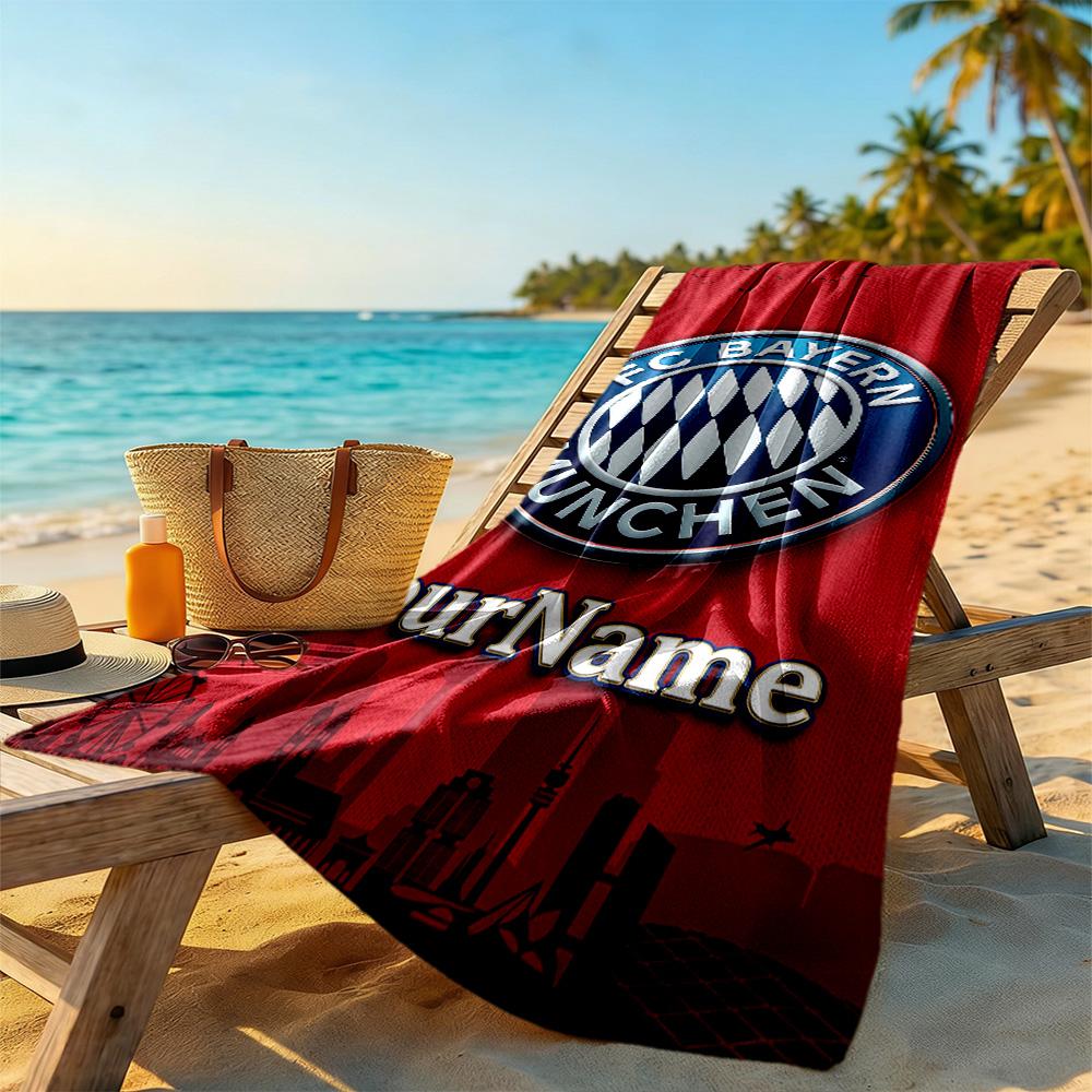 Bayern Munich Personalized Name Beach Towel High Absorbency & Quick-Dry Perfect for Traveling Yoga Camping and Swimming