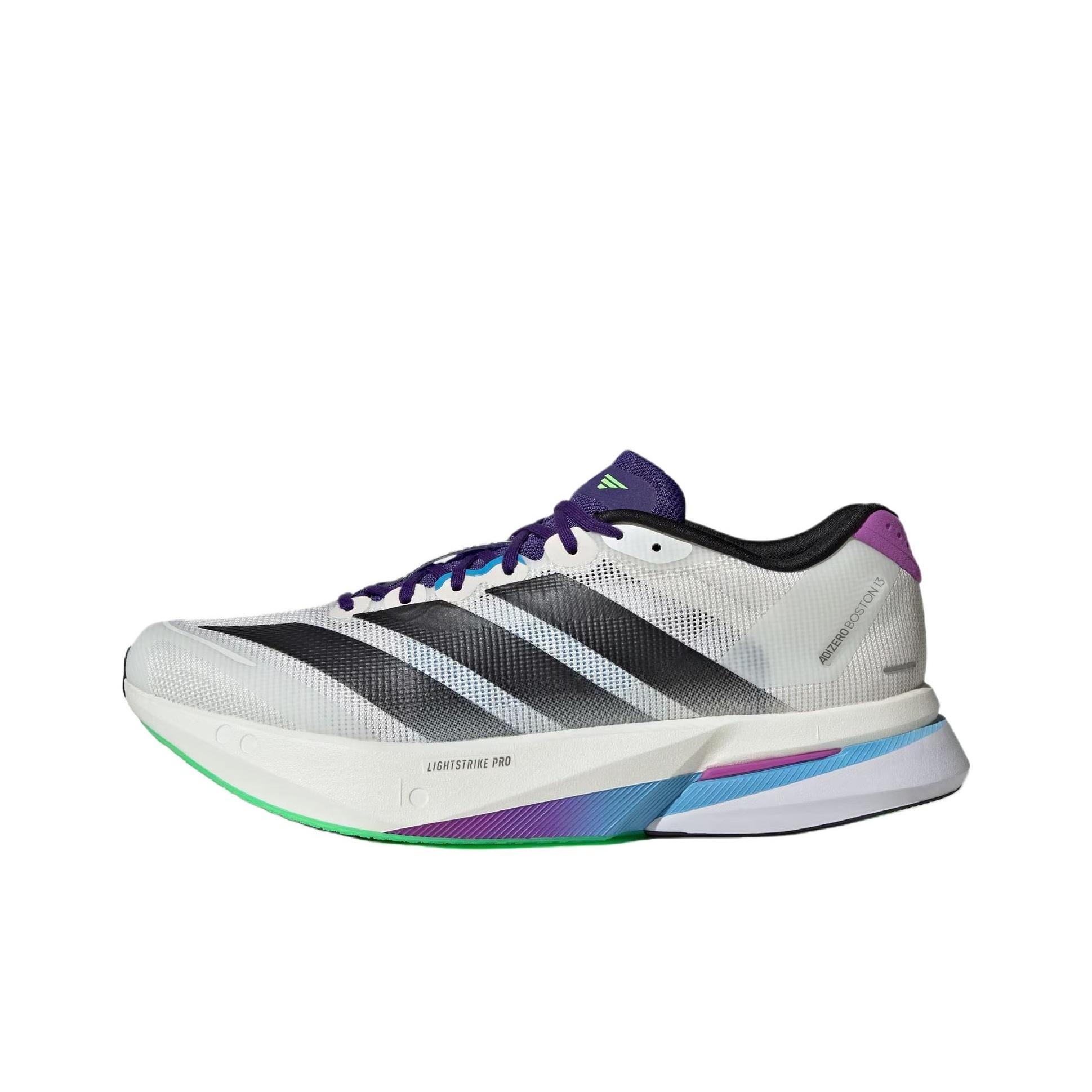 Adidas Men s Adizero Boston 13 Core White Core Black Lime Burst JS4946 40.5