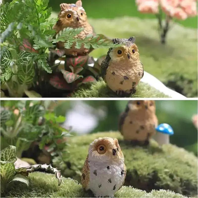 1 Pcs Artificial Owl Figurines Miniatures Lovely Birds Fairy Garden Home Resin Crafts Decorations Home Decoration Accessories