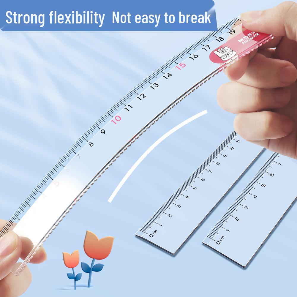 Mornsun Draping Rabbit Transparent Wavy Ruler 15/20CM - Perfect for Students & Drawing
